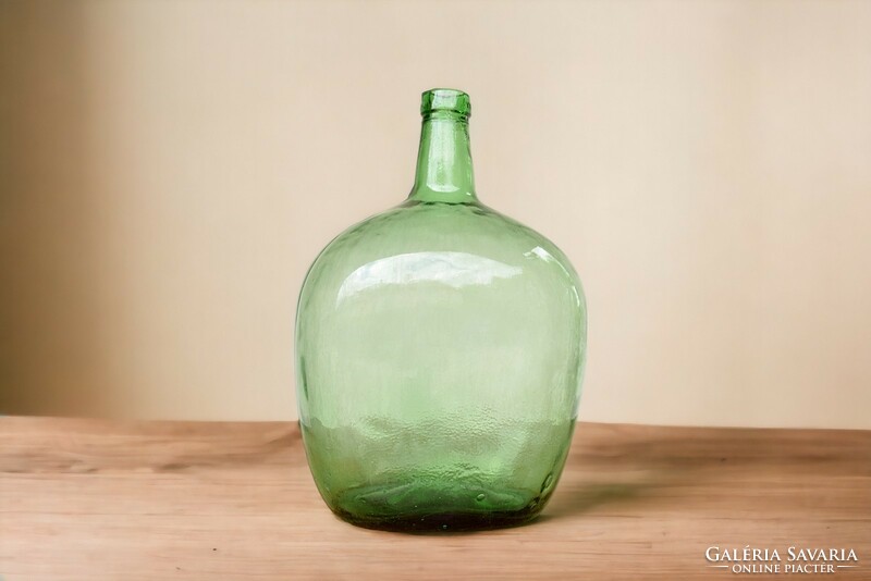 Old green marked glass balloon floor vase