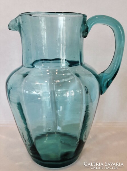 Antique blown inside ribbed glass jug
