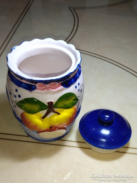 Porcelain apple pattern sugar spice holder, never used