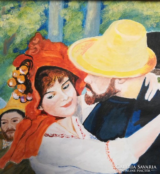 "Tánc Bougival-ban", Renoir festménye alapján készült akvarell