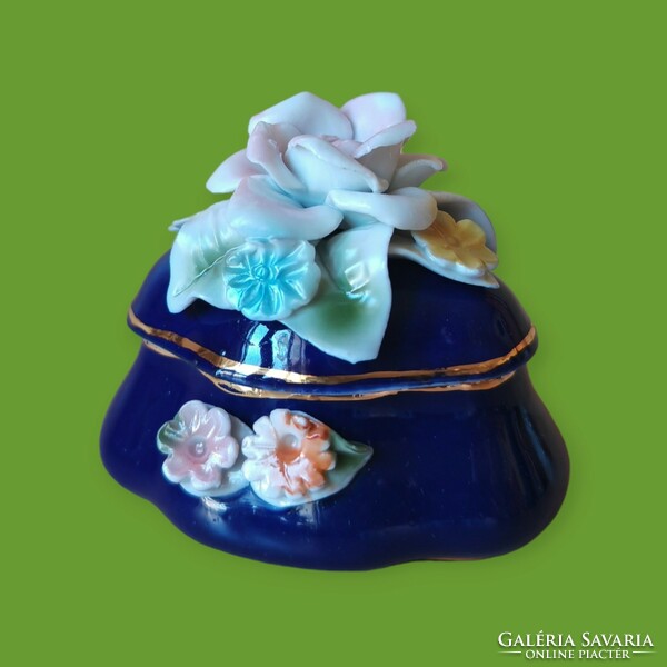 Cluj napoca cobalt blue porcelain jewelry box