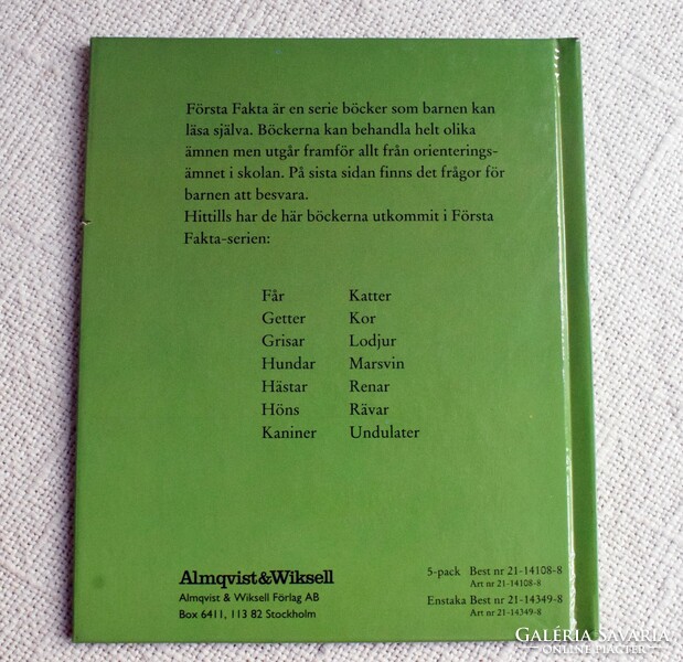Hiúz , természettudomány könyv , svéd nyelven , Första Fakta , Lodjur , Katarina Kuick , 1994