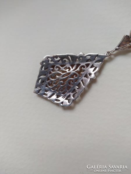 Art deco gyöngyház berakásos markazit köves ezüst (925) nyakék