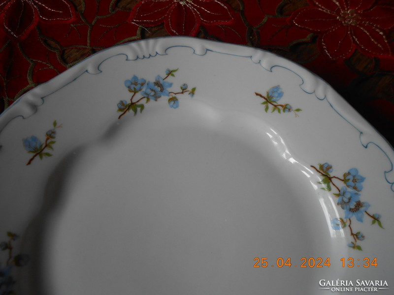 Zsolnay kék barackvirágos, kék tollazott lapos tányér I