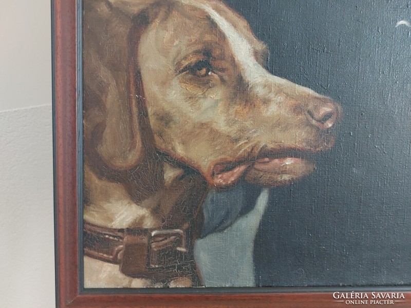 (K) Géhl Zoltán jelzéssel kisfiú kutyával festmény 55x64 cm kerettel