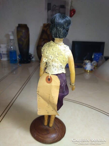 Beautiful hand-carved Vietnamese wooden doll from around 1950. Made in Cambodia