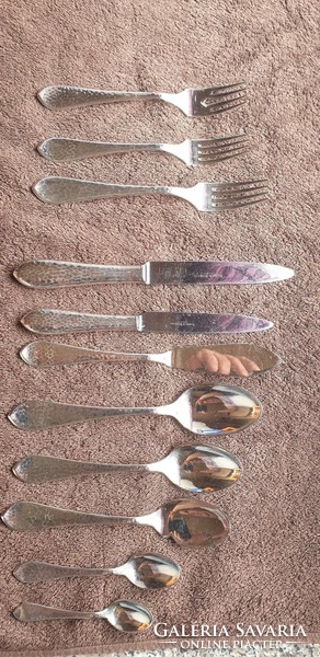 Silver-plated German cutlery set marked 150.