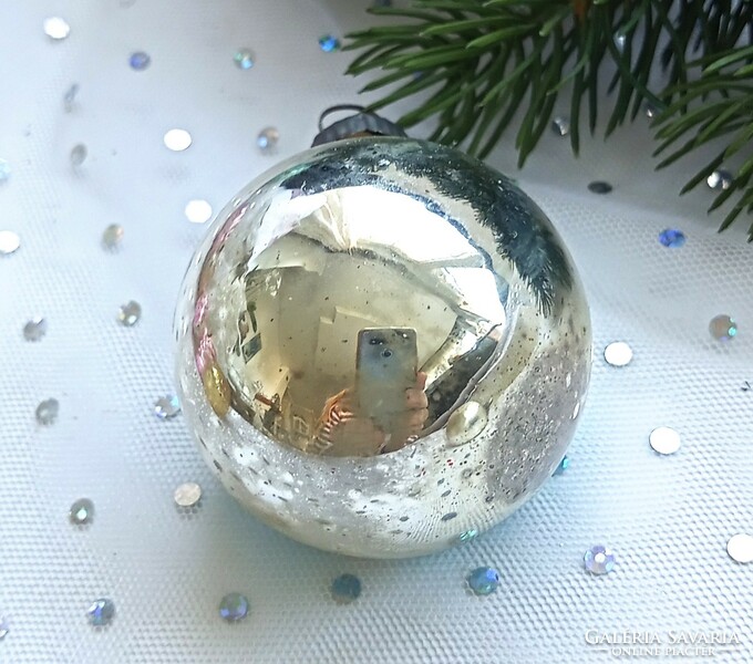 Old reflective glass sphere Christmas tree ornament 5-6cm