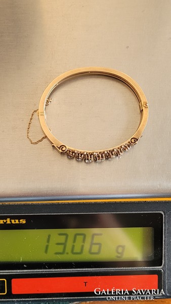 Antique 14k gold bracelet, wristband with diamonds 13.06 g
