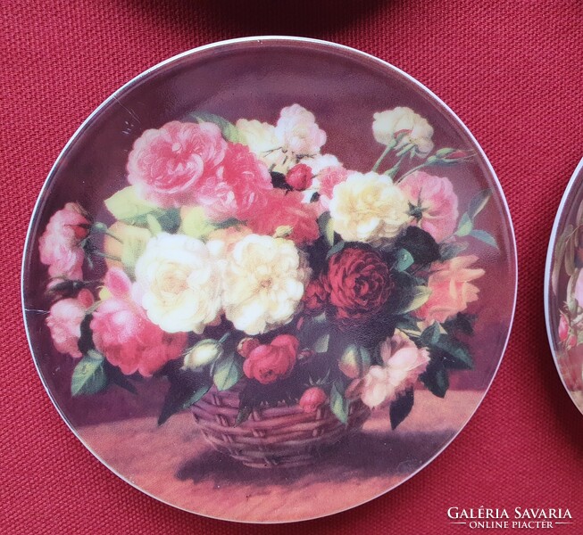 4db Krömer német porcelán vintage stílusú kistányér tálka kínáló lerakó rózsa virág minta dekoráció