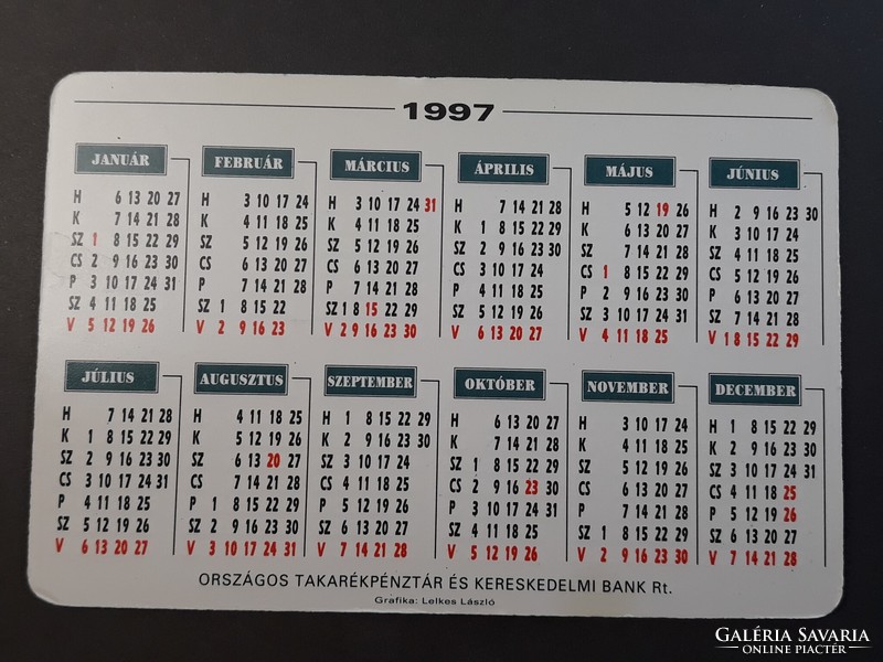 Kártyanaptár 1997 - OTP Bank, Telebank, Mindig vonalban vagyunk feliratos retró, régi zsebnaptár