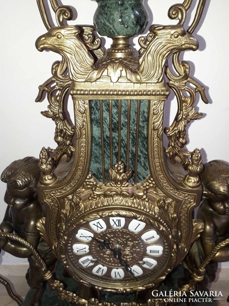 Lancini mantel clock, candle holder.