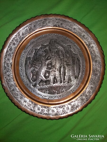 Museum replica of antique viking bowl Sigurd and Lintwurm silvery cute pewter wall plate as shown in the pictures