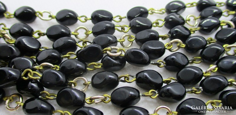 Old long black glass necklace