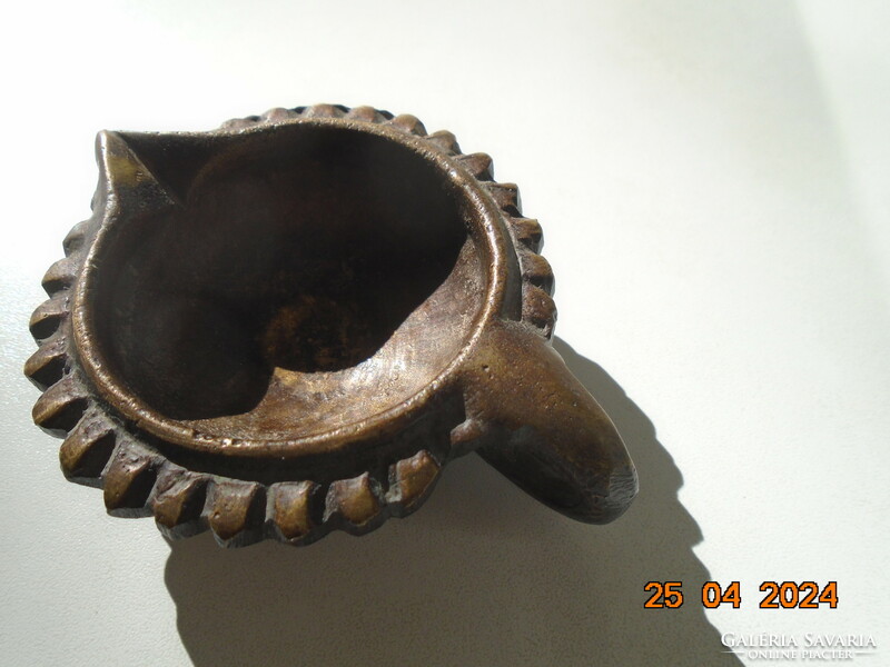 Antique patinated bronze oil candle holder