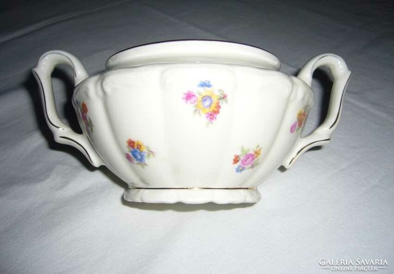 Polish gold-plated sugar bowl with rose and convex pattern