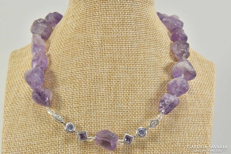 Raw amethyst necklace with silver fittings
