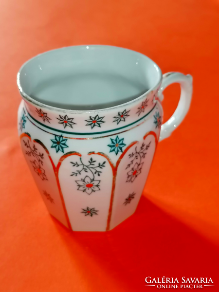 Old, rare octagonal hand painted mug