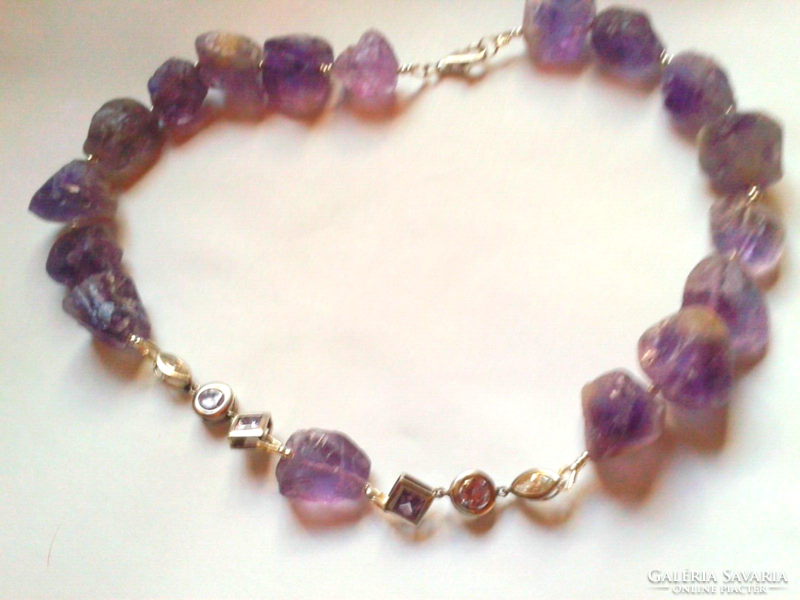 Raw amethyst necklace with silver fittings