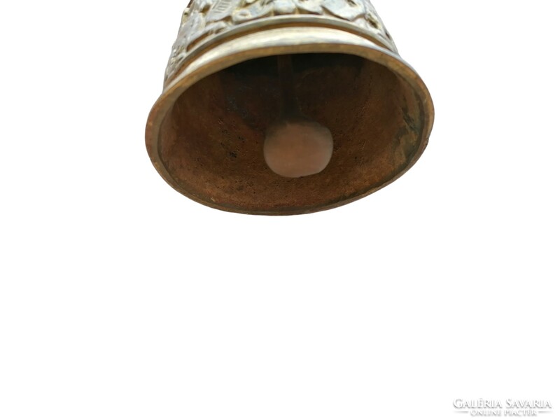 Antique copper doorbell, columbine