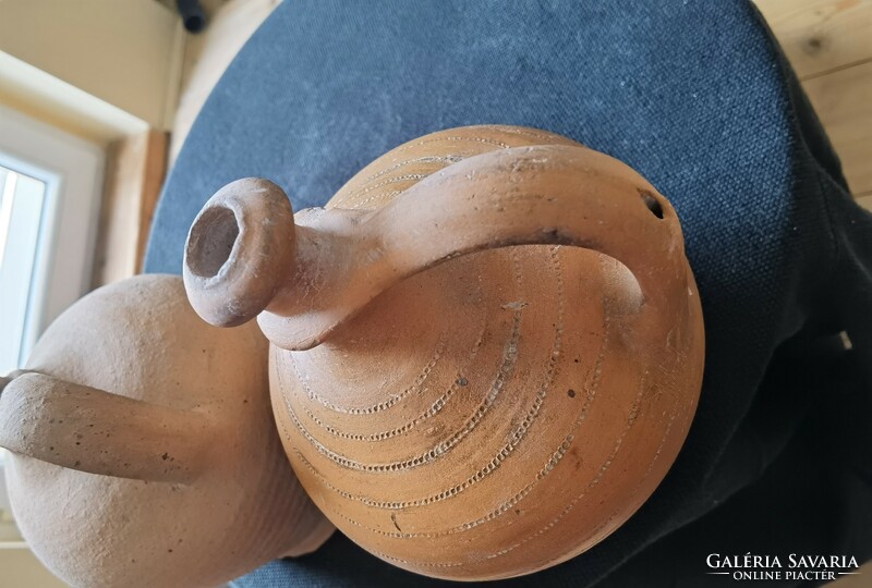 Folk ceramic jug pottery guard 21cm in pair