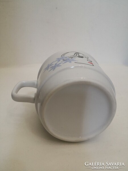 A rare Zsolnay porcelain mug with a cube handle