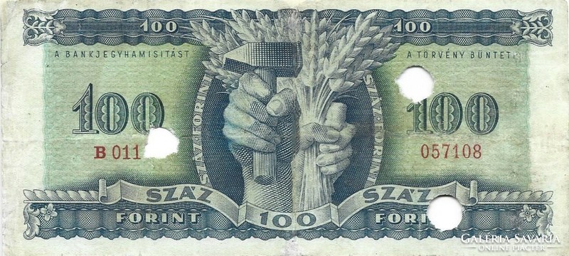 100 forint 1946 hivatalosan érvénytelenített. Javított 1.