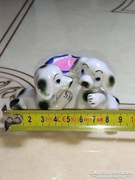 Porcelán 2 dalmatian puppies kutyus gyertyatartó. Soha nem használt