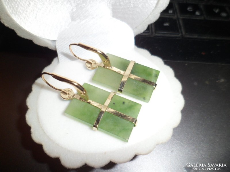 14K gold earrings / jade, turquoise