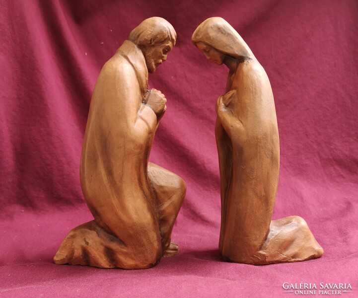 Mary and Joseph. Pair of marked terracotta statues. They are flawless!