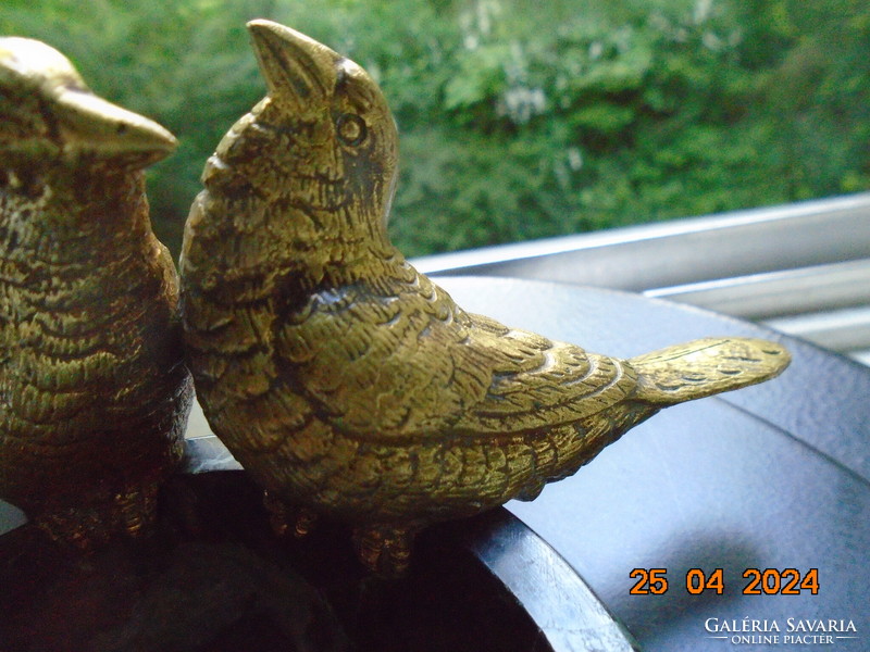 Antique Viennese bronze bird with a pair of black veined marble bowls, 1 kg
