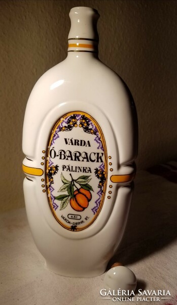 Hollóházi drinking flask / water bottle with 4 cups _ Várda old-peach pálinka
