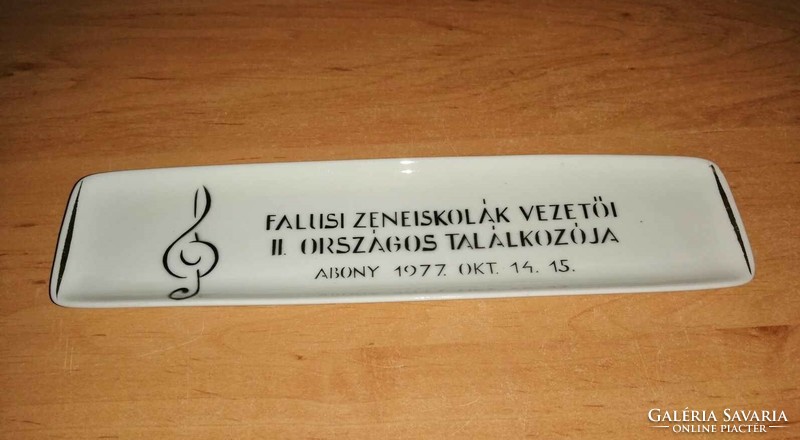 Hollóházi art deco business card holder desktop porcelain pen holder - ebony 1977