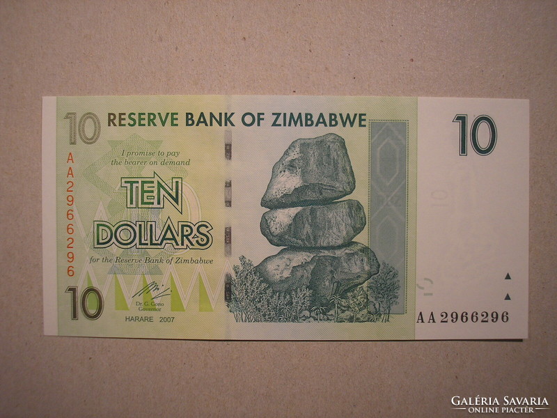 Zimbabwe - 10 Dollars 2007 UNC