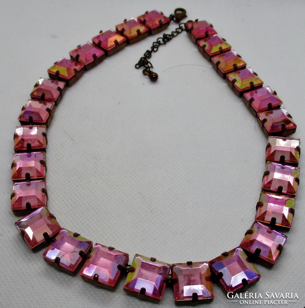 Beautiful old art deco necklace with busy pink plastic stones
