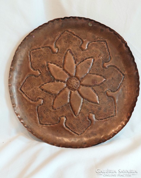 Hand-hammered antique copper bowl, tray