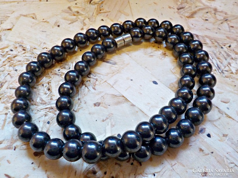Hematite mineral pearl necklace