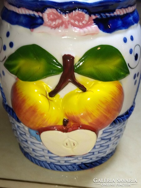 Porcelain apple pattern sugar spice holder, never used