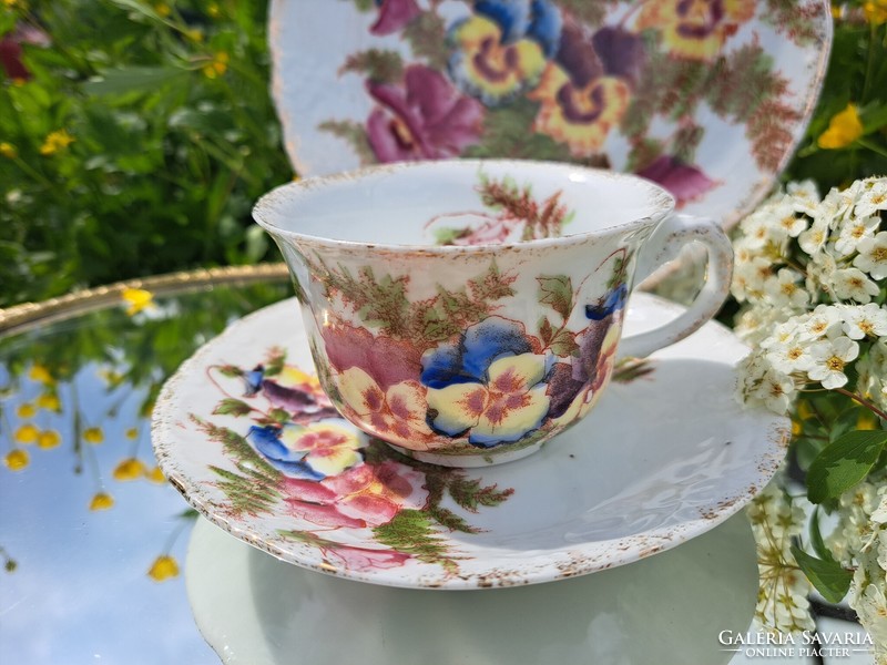 English antique porcelain tea cup with cake plate