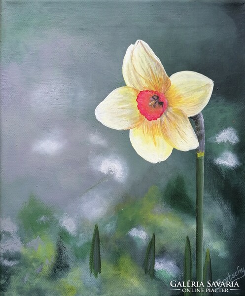 Narcissus acrylic painting