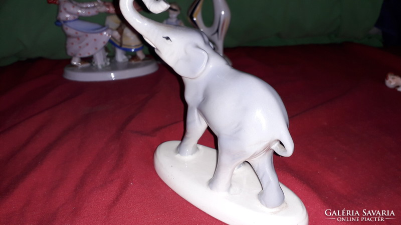 Antique Kispest - granite trumpeting elephant porcelain figure 16 x 16 cm according to the pictures