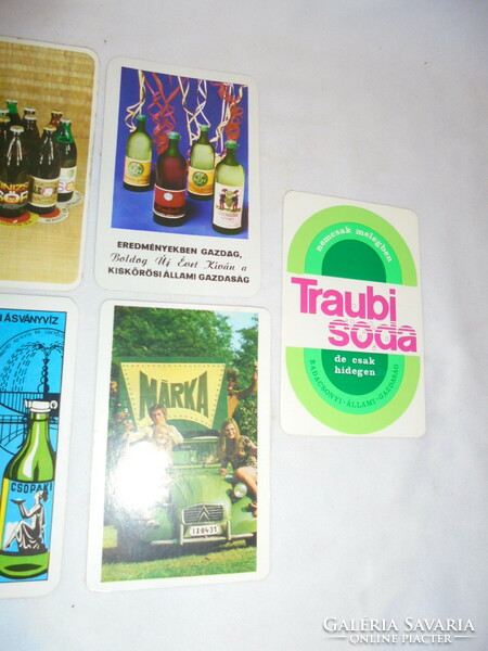 Hét darab régi kártyanaptár - 1974 - együtt - sör, bor, üdítő reklámok
