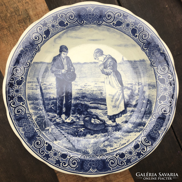 Delft porcelain wall plate with angelus motif