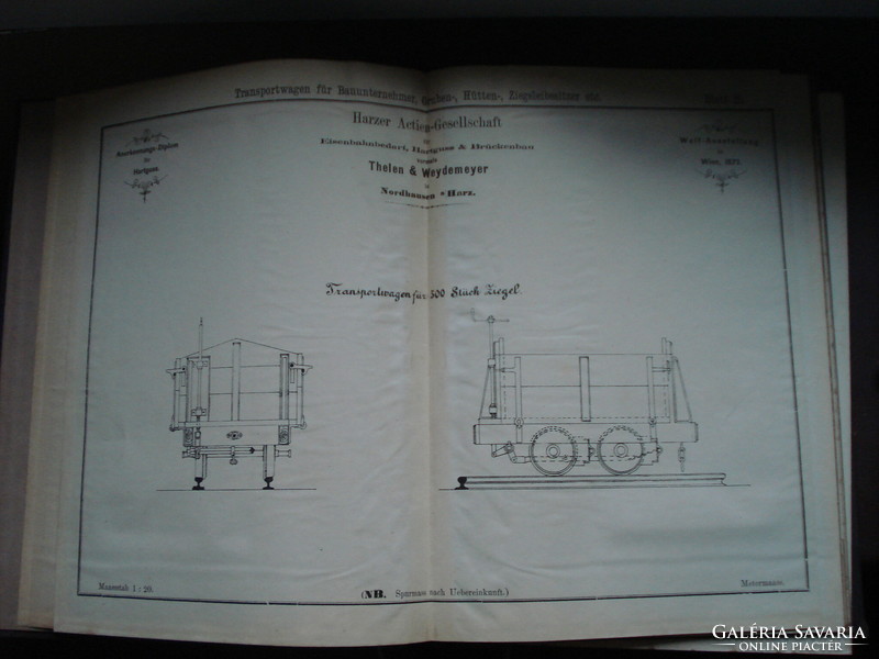 1870-es évekből vasúti kocsi tervek 18 darab Harzer Aktien Gesellschaft + 3 eredeti