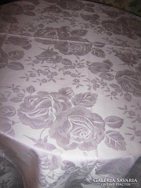 Beautiful vintage pink woven damask tablecloth new