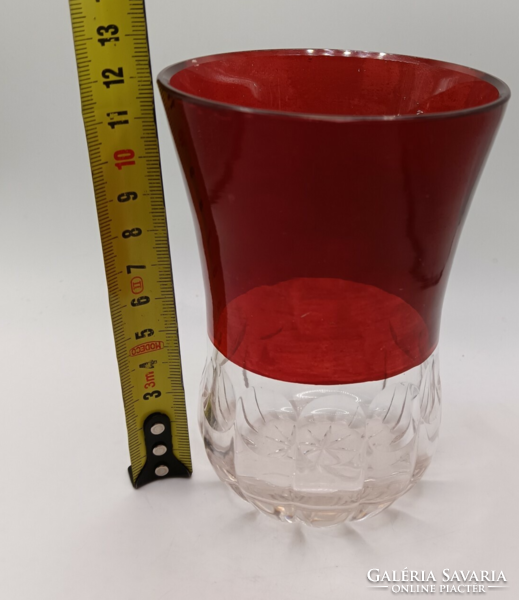 Crimson stained Biedermeier glass cup