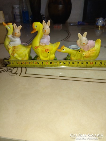 3 pieces ceramic bunny duck handmade figure, never used