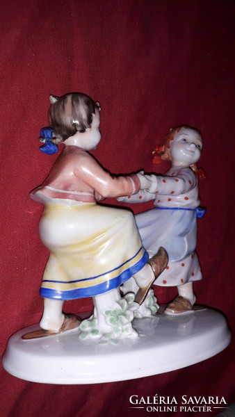 Gyönyörű antik METZLER & ORTLOFF Táncoló leányok porcelán figura 14x16 cm a képek szerint