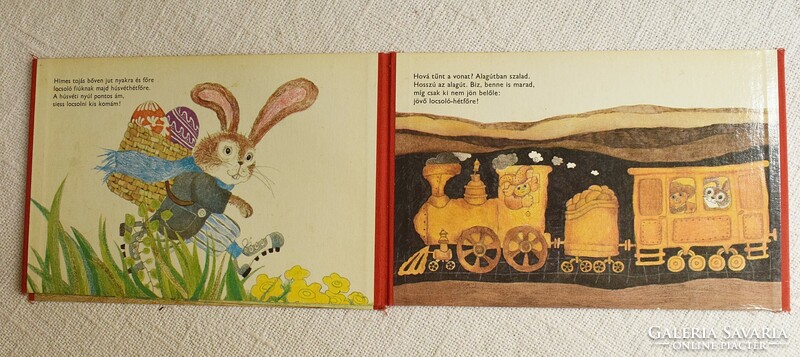 Male egg, male meadow storybook, Leporello, Tordon ákos, Erika Urai drawing Minerva 1982