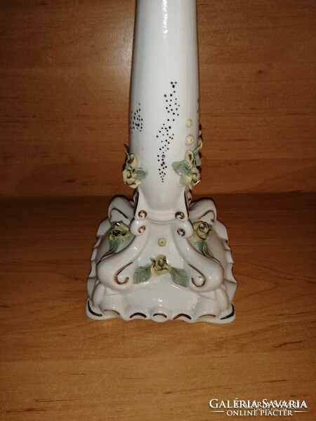 Old pink porcelain candle holder 23 cm high (38/d)